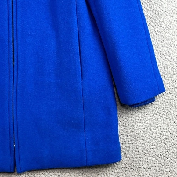 J. CREW Italian Stadium Cloth Lodge Italian Wool Coat Quilt Lined Blue Womens 6P - Picture 3 of 14